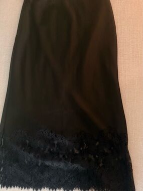 AllSaints Black Midi Skirt with Lace Hem